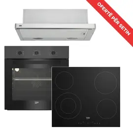 Set Furrë + Suprinë Beko BBSE11120BD 71L + Aspirator Beko CTB6407X Inkaso me Shinë