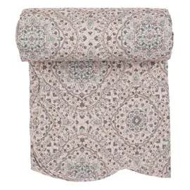 Mbulesë krevati gri dhe rozë me lule 160x230 cm