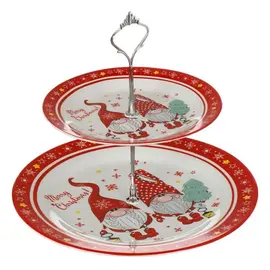 Pjatë porcelani me 2 nivele - figura gnome santa claus "gezuar Krishtlindjet" ø 27cm