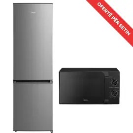 Set Frigorifer MIDEA Normal MDRB380FGE02A 270 L Inox + Mikrovale Midea MM20CF2EBK 20L