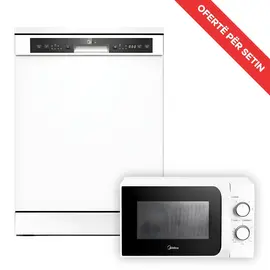 Set Lavastovilje MIDEA MFD60S120W-HR Qendrim I Lire 60cm + Mikrovale Midea MM20CF2E 20L 700W