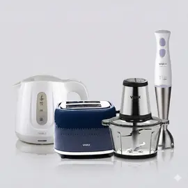 Set Pajisjesh Kuzhine Vivax 4-in-1 – Blender SB-400WP, Ibrik Elektrik WH-103WB, Toster Vertikal TS-950B & Grirëse MC-3501