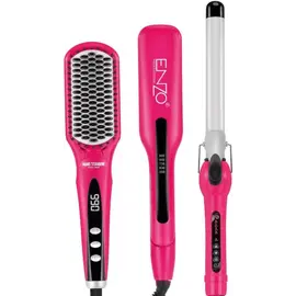 Set Stilimi Flokësh ENZO EN-3955W 3-në-1 Platinum Ceramic (Pink)