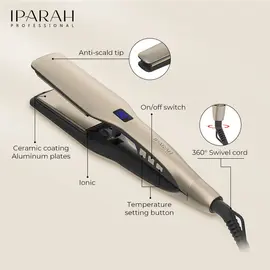 Pjaster Flokësh IPARAH P-115B 2në1 Profesionale me Pllaka të Gjera Qeramike, LED Display dhe Auto Shut-Off