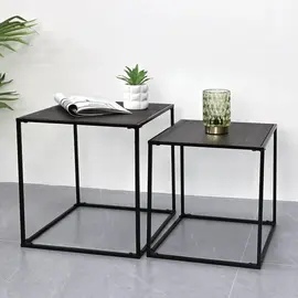 Set tavolinë anësore me kornizë metalike, sipërfaqe 37x37x40cm & 33x33x35cm - 2 copë