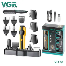 Set Profesional Grooming VGR V-173 13-në-1 IPX7 Waterproof me Bateri 1500mAh dhe Tehe Inox
