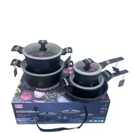 Set enë gatimi Ucc Life Granite Coating me kapakë qelqi