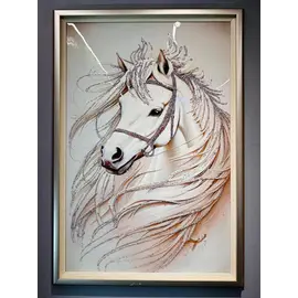 Pikturë Moderne Kalë i Bardhë me Detaje Shkëlqyese - 60×120 cm