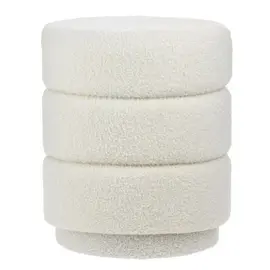 Stol dekorativ i bardhë me 3 rrathë Ø36x43cm