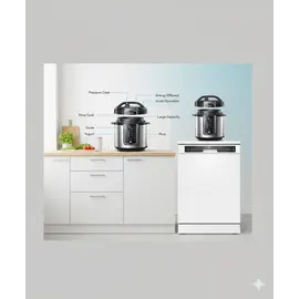 Lavastovilje MIDEA MFD60S120W-HR Qendrim I Lire 60cm + Multicooker Midea MY-CS6037WPB 6L 1000W Elektronik 15 Programe
