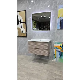 Mobilje Banjo MDF 80cm Leon Pudra + Lavaman 80cm NEWARC + Pasqyre LED 80x70cm 3609B