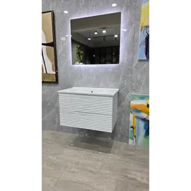 Mobilje Banjo MDF 80cm Leon White + Lavaman 80cm NEWARC + Pasqyre LED 80x70cm 3609B