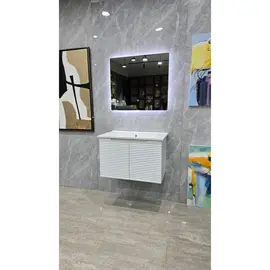 Mobilje Banjo MDF 80cm Riga White + Lavaman 80cm NEWARC + Pasqyre LED 80x70cm 3609B