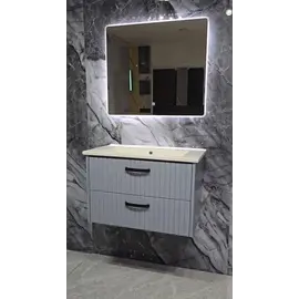 Mobilje Banjo MDF 80cm Platinium Grey + Lavaman 80cm NEWARC + Pasqyre LED 80x70cm 3609B