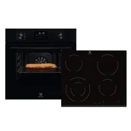 Set Furrë Inkaso Electrolux LOF4P06BK 65L Pirolitik 60cm + Pianurë Electrolux EHF6241FOK 4 Vatra 3kW 60cm Qeramike