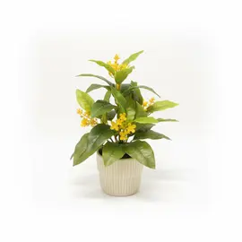 Vazo Qeramike me Lule Artificiale Jeshile dhe të Verdha