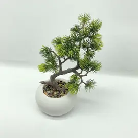 Vazo Qeramike e Bardhë me Lule Artificiale Bonsai