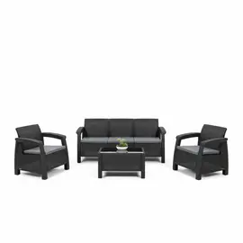 Set Outdoor Nera, Tavoline + Kolltuk 3+2+1+1+Shilte,Ratan Plastike,Antracit