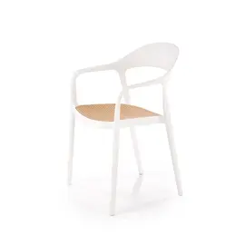 Karrige Oron White me efekt rattan dhe strukturë të bardhë ergonomike