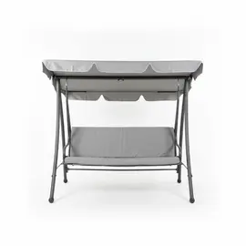 Lëkundëse për oborr me tendë 3 vende me jastëk dhe strukturë metalike