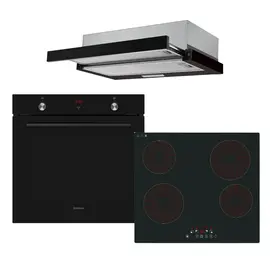 Set Furra Elektra 78L A Multifunksionale + Pianure Elektra 60cm Qeramike 4 Vatra + Aspirator Elektra 60cm Incasso