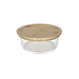 Tas Hermetik me Kapak / 15x6cm / 620ml / Xham me Kapak Bambu