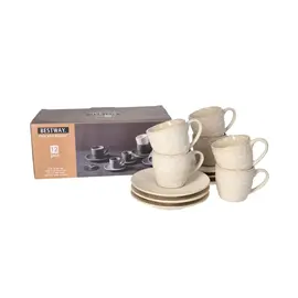 Filxhan Kafeje me Pjatë / Set 6 cope / 100 ml / Gri / Qeramike