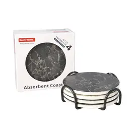 Coaster set / 10 cm / Rreth / Porcelan / Imitim marble