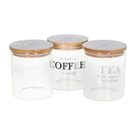 Kavanoz Konservimi / Set 3 cope / 750ml / 10*12.7cm / Qelq - Kapak Bambu / Tea