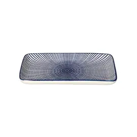 Pjatë Servirje / 18x9.5 cm / Bardhë - Blu / Porcelan / Katror