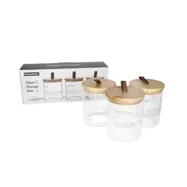 Kavanoz Konservimi / Set 3 cope / 750ml / 10*12.7cm / Qelq - Kapak Bambu / Tea Shkrim