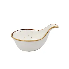 Tas i vogel / 12cm / Bardhe - Gold / Porcelan