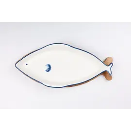 Pjate Servirje Forme Peshk dhe Mbajtese Bamboo / 32.8*15.2*3.4cm / Porcelan