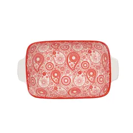 Tave Pjekje / 19cm / Bardhe - Kuqe / Porcelan