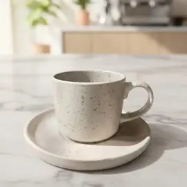 Filxhan Caji me Pjate / Set 6 cope / 220ml / Bezhe / Qeramike