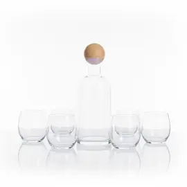 Shishe Konjak me Dekantues Qelqi dhe Kapak Druri në Formë Sfere