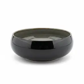 Tas i Sheshte Porcelani 15cm, Ngjyrë e Zezë me Brendësi Gri, Shkëlqim Elegant