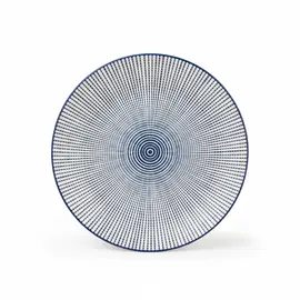 Pjatë Darke Porcelani 22cm Bardhë-Blu me Dizajn Pika Rrezore