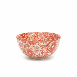 Tas i Vogël Porcelani 11.5 cm Bardhë-Kuqe me Motiv Lulesh Paisley