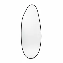 Pasqyrë Ovale e Çrregullt me Kornizë të Zezë – Pasqyrë Dekorative Murale & Dyshemeje