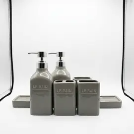 Set Aksesore Tualeti 5 Copë, Qeramikë Gri “LE BAIN”