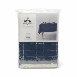Mbulese Tavoline Danny Home Easy-Care, 140 x 220 cm, Ngjyrë Blu e Errët, Katrorë, Për 6–8 Persona