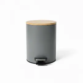 Kosh mbeturinash gri me pedal 670 g, 17×22.3 cm me kapak druri