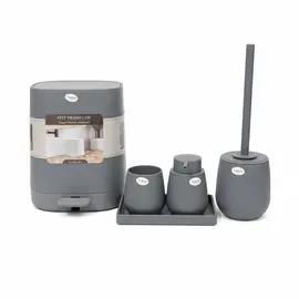Luere Set 5 Pjesësh Aksesore Banje me Kosh Hapje me Pedal 5L, Gri