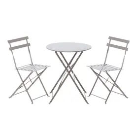Set Tavoline e Rrumbllaket Bueno + 2 Karrige - Gri