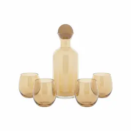 Kane dhe Gota Qelqi Verdhë me Tapë Druri – Set Modern për Ujë dhe Pije