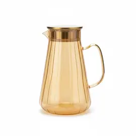 Kane me Dorezë Bazament i Gjerë prej Qelqi Amber me Kapak