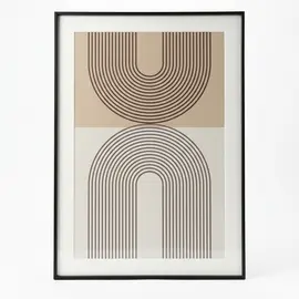 Pikturë Abstrakte me Harkime Gjeometrike në Kornizë të Zezë