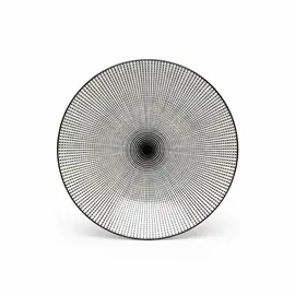 Pjatë e Thellë Porcelani 23.2 cm, Bardhë-Zezë me Vija Pikash Koncentrike