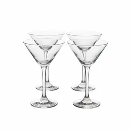 Gote kokteili qelq transparente me këmbë, stil martini